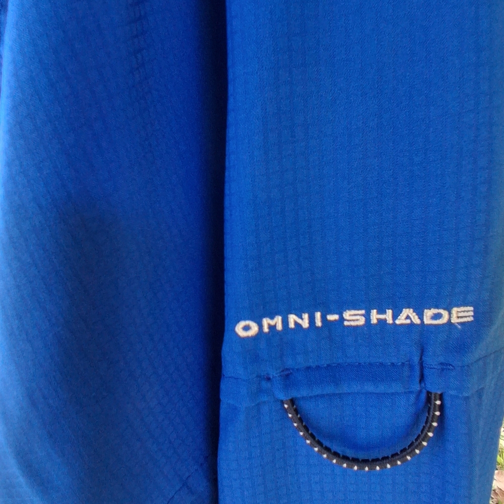 🔥Columbia Omni Shade Long Sleeve Vented Fishing Shirt Royal Blue Mens XL - Picture 7 of 12